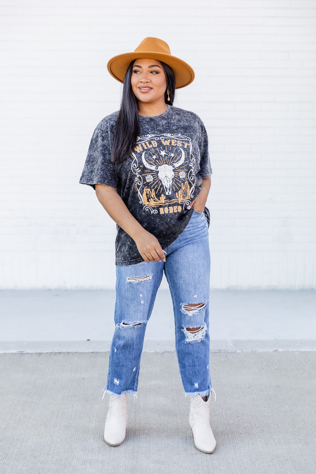 Best Pirce π Pink Lily Longhorn Black Acid Wash Oversized Graphic Tee β€οΈ 2 Best Pirce π Pink Lily Longhorn Black Acid Wash Oversized Graphic Tee β€οΈ - Image 2
