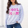 Best Sale ⭐ Pink Lily Cool Mom Smiley Ash Chenille Patch Graphic Sweatshirt 🎉