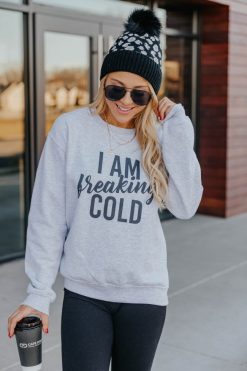Promo 🎉 Pink Lily I Am Freaking Cold Graphic Sweatshirt 🛒