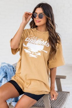 Best Pirce 🎁 Pink Lily California Dreams Graphic Gold Tee 😍