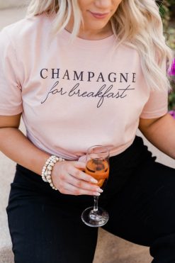 Wholesale โ๏ธ Pink Lily Champagne For Breakfast Peach Graphic Tee โ