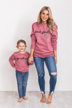Tees Shop 29 Cheapest 😍 Pink Lily Mini Script Brown Animal Print Kids Super Soft Fleece Mauve Graphic Sweatshirt 🔔