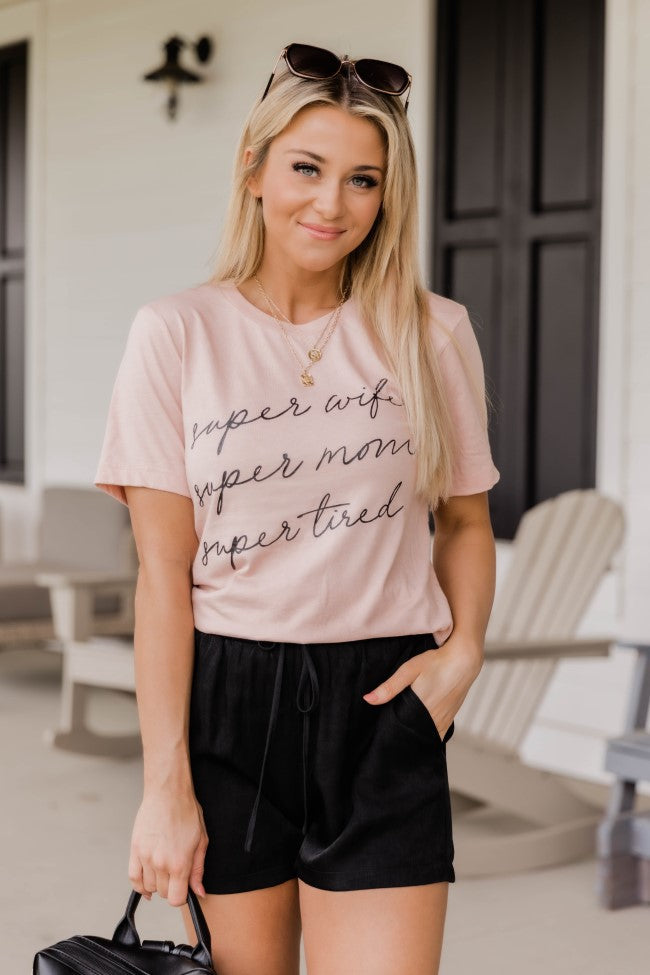 Wholesale π Pink Lily Super Wife Super Mom Super Tired Graphic Peach Tee β 1 Wholesale π Pink Lily Super Wife Super Mom Super Tired Graphic Peach Tee β