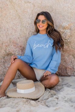 Discount 👏 Pink Lily Beach Script Blue Corded Graphic Sweatshirt 😍 -Tees Shop 1K0A7224 3847e33d df26 4c2d ab3b 48516e1750f1 650x