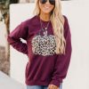 Outlet 🎉 Pink Lily Animal Print Pumpkin Graphic Maroon Sweatshirt 🌟