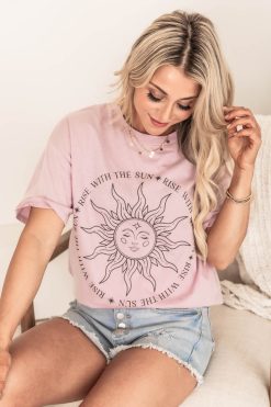 Wholesale ๐ Pink Lily Rise With The Sun Lavender Oversized Graphic Tee ๐