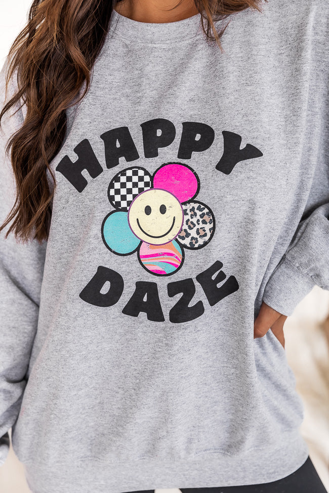 Hot Sale 🔥 Pink Lily Happy Daze Grey Graphic Sweatshirt 😀 2 Hot Sale 🔥 Pink Lily Happy Daze Grey Graphic Sweatshirt 😀 - Image 2