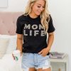 Deals 🎉 Pink Lily Animal Print Mom Life Graphic Black Tee ✨