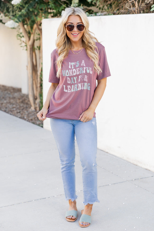 Cheap π€© Pink Lily It's A Wonderful Day For Learning Mauve Graphic Tee π 5 Cheap π€© Pink Lily It's A Wonderful Day For Learning Mauve Graphic Tee π - Image 5