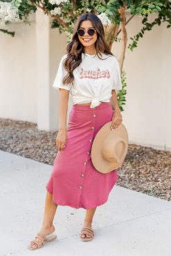 Cheap 🤩 Pink Lily Teacher Retro Ivory Graphic Tee 😍