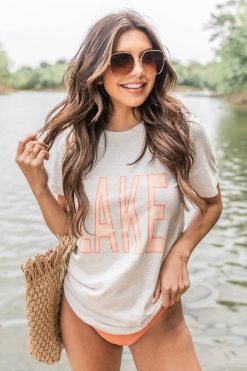 Best deal 🤩 Pink Lily Lake Peach Heather Prism Natural Graphic Tee 💯