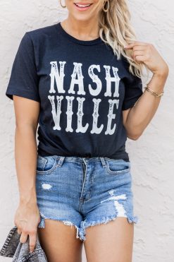 Brand new ✨ Pink Lily Nashville Words Black Graphic Tee 🎁