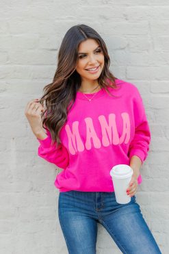 Best Sale 💯 Pink Lily Mama Pink Puff Hot Pink Graphic Sweatshirt ✨