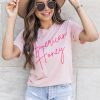 Best Pirce 🛒 Pink Lily American Honey Peach Graphic Tee ⭐