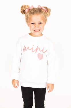 Wholesale ๐ Pink Lily Mini Script Mauve Animal Print White Kids Graphic Sweatshirt โ