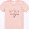 Budget ⭐ Pink Lily Babe Lightning Bolt Graphic Baby Tee Peach 🔥