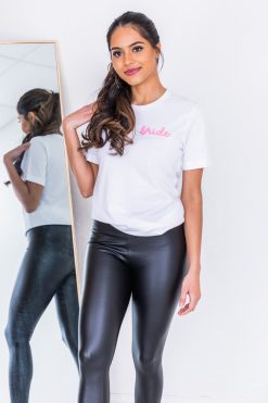 Promo 😉 Pink Lily Bride Script White Graphic Tee 🎁