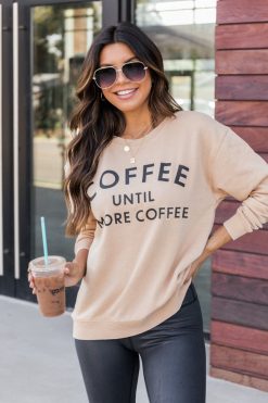 Coupon ✔️ Pink Lily Coffee Until More Coffee Gold Graphic Sweatshirt 😉