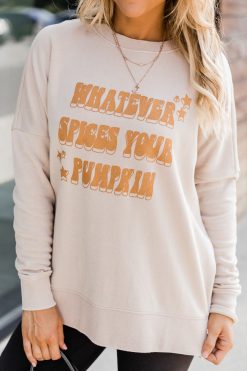 Coupon 👍 Pink Lily Whatever Spices Your Pumpkin Light Tan Graphic Sweatshirt ✨ -Tees Shop A174454 173496 penelopeblack 174406 chasingreality 173760 havingthebesttime 173036 cheerstoforever 172610 getawayofalifetimeblack 12 650x