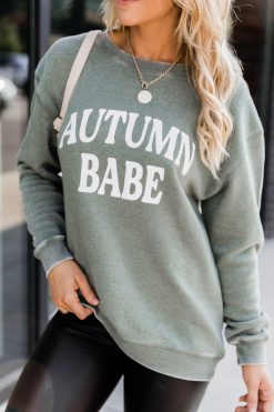 Flash Sale ❤️ Pink Lily Autumn Babe Olive Graphic Sweatshirt 🎁 -Tees Shop A174456 172298 chicstart 173356 stella 165768 it spartytime 169208 worldscollide adventurouslife 1 650x