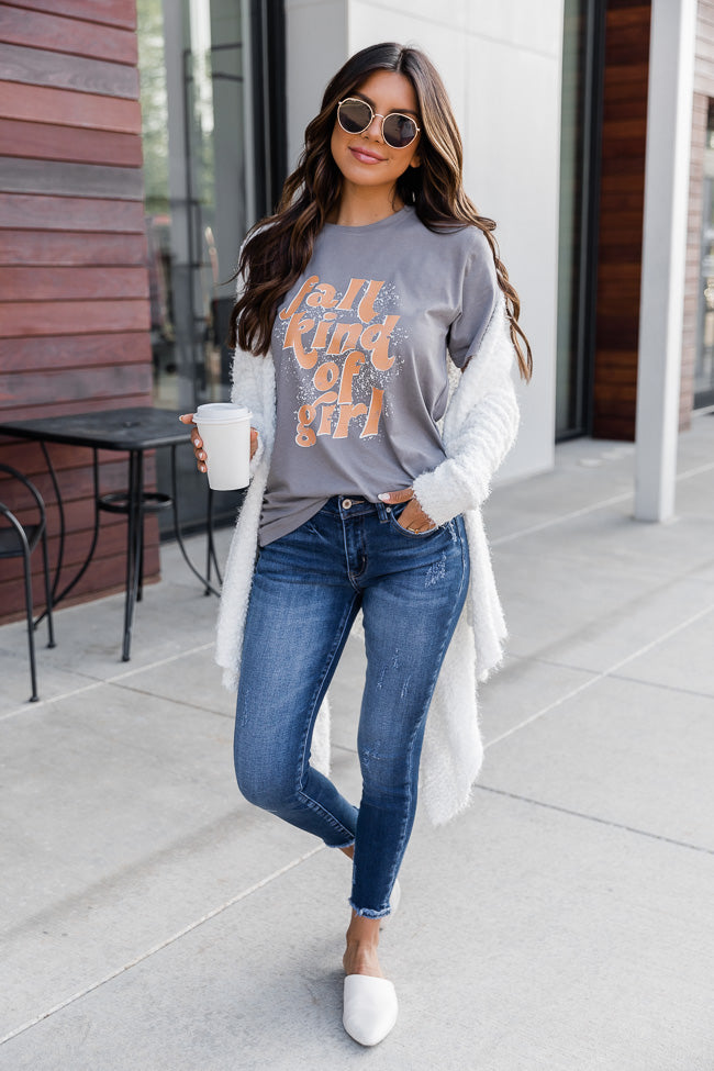 Discount 🤩 Pink Lily Fall Kind Of Girl Grey Graphic Tee 🌟 - Image 5