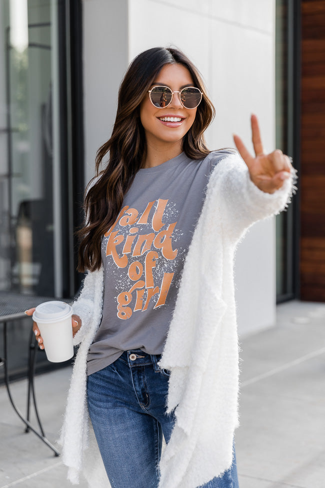 Discount 🤩 Pink Lily Fall Kind Of Girl Grey Graphic Tee 🌟 - Image 3