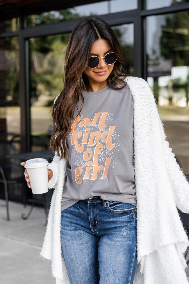 Discount 🤩 Pink Lily Fall Kind Of Girl Grey Graphic Tee 🌟 - Image 2