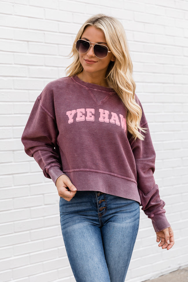 Cheapest 🤩 Pink Lily Yee Haw Cropped Corded Graphic Maroon Sweatshirt 🔥 3 Cheapest 🤩 Pink Lily Yee Haw Cropped Corded Graphic Maroon Sweatshirt 🔥 - Image 3