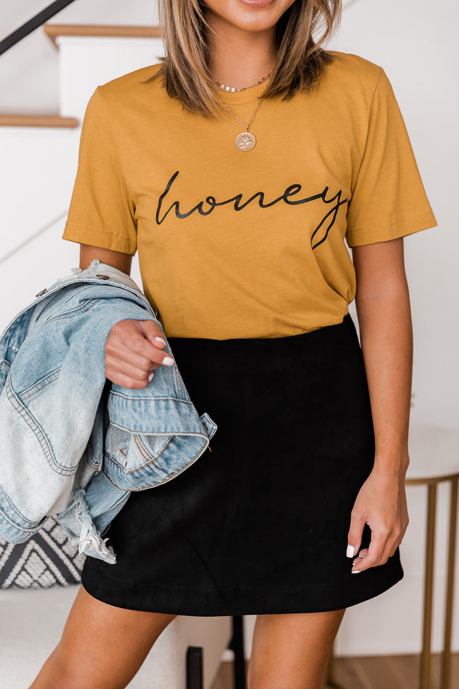 Best reviews of 🔔 Pink Lily Honey Script Mustard Graphic Tee 👏 - Image 3