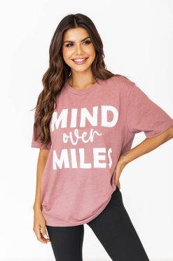 Cheap 😍 Pink Lily Mind Over Miles Mauve Graphic Tee 👏