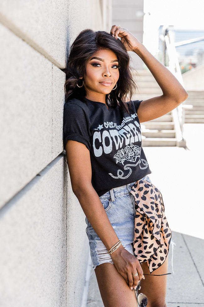 Best Pirce 🛒 Pink Lily All American Cowgirls Black Graphic Tee 👏 4 Best Pirce 🛒 Pink Lily All American Cowgirls Black Graphic Tee 👏 - Image 4