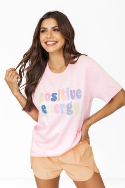 Hot Sale ❤️ Pink Lily Positive Energy Pink Graphic Tee 🥰