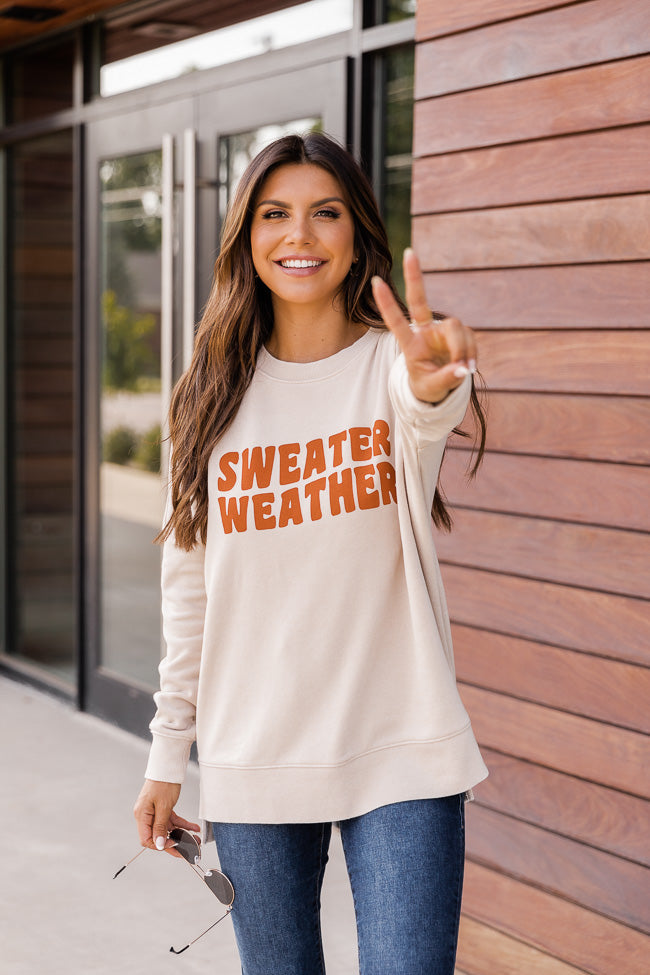 Coupon ⌛ Pink Lily Sweater Weather Wave Light Tan Graphic Sweatshirt ✨ 4 Coupon ⌛ Pink Lily Sweater Weather Wave Light Tan Graphic Sweatshirt ✨ - Image 4