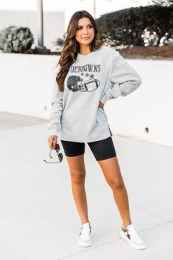 Top 10 🔔 Pink Lily Touchdowns Star Football Soft Fleece Grey Graphic Sweatshirt ✔️