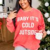 Best reviews of 💯 Pink Lily Baby It's Cold Outside Block Red Corded Graphic Sweatshirt ⭐
