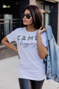 Brand new โ๏ธ Pink Lily Camo And Leggings Graphic Ash Tee ๐งจ