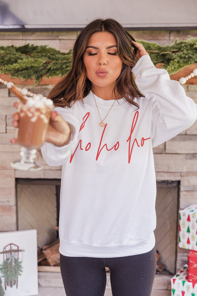 Discount 💯 Pink Lily Ho Ho Ho Script White Graphic Sweatshirt ✨ 3 Discount 💯 Pink Lily Ho Ho Ho Script White Graphic Sweatshirt ✨ - Image 3