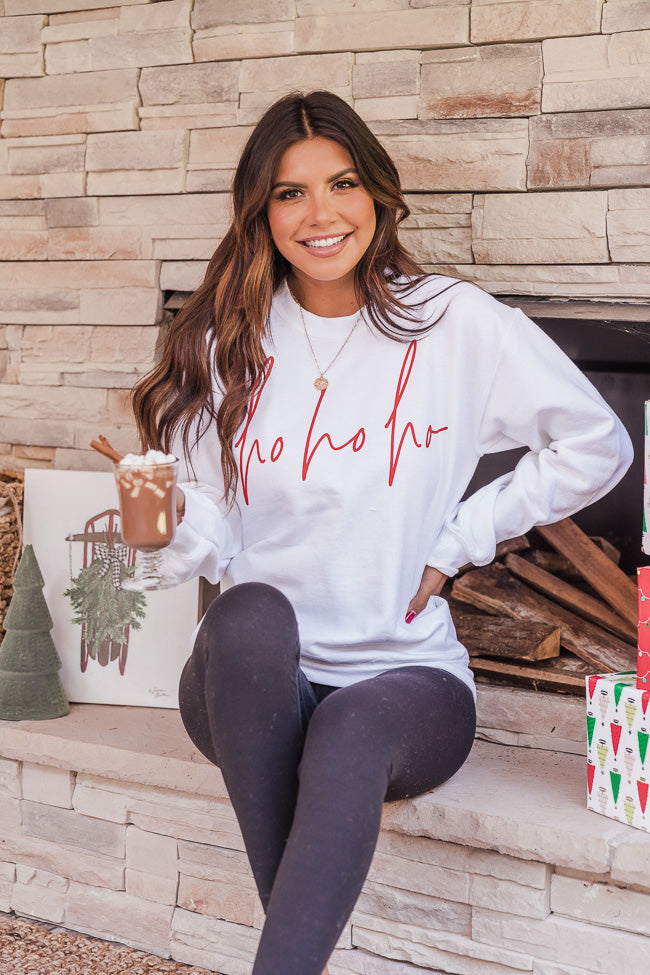 Discount 💯 Pink Lily Ho Ho Ho Script White Graphic Sweatshirt ✨ 5 Discount 💯 Pink Lily Ho Ho Ho Script White Graphic Sweatshirt ✨ - Image 5
