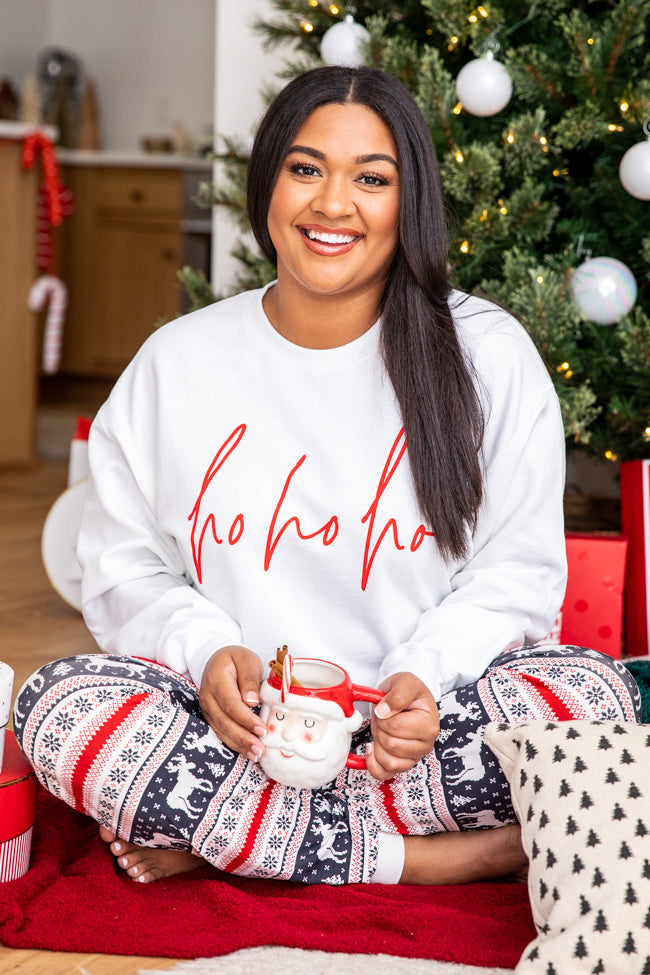 Discount 💯 Pink Lily Ho Ho Ho Script White Graphic Sweatshirt ✨ 2 Discount 💯 Pink Lily Ho Ho Ho Script White Graphic Sweatshirt ✨ - Image 2