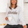 Buy ⌛ Pink Lily But First Coffee Animal Print Ash Graphic Sweatshirt ❤️
