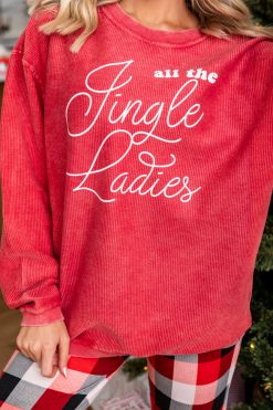 Brand new 😉 Pink Lily All The Jingle Ladies Red Corded Graphic Sweatshirt 💯