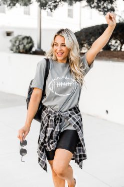 Wholesale 😍 Pink Lily Gameday Football Grey Comfort Color Graphic Tee 🎉 -Tees Shop D186736 3 650x