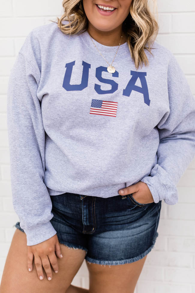 Best reviews of 💯 Pink Lily Athletic USA Flag Sport Grey Sweatshirt 😉 - Image 7
