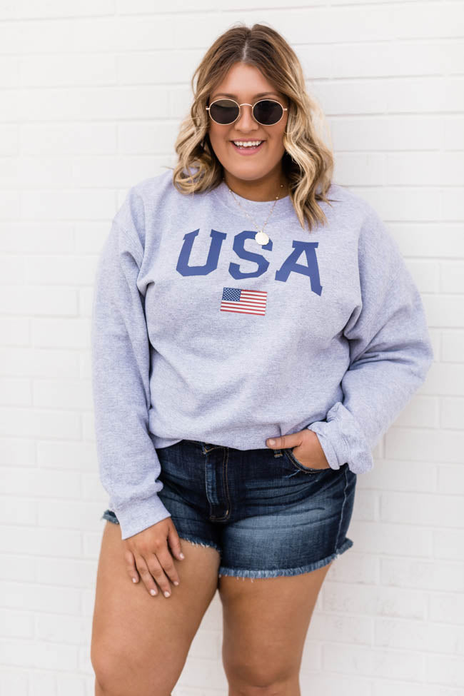 Best reviews of 💯 Pink Lily Athletic USA Flag Sport Grey Sweatshirt 😉 - Image 6