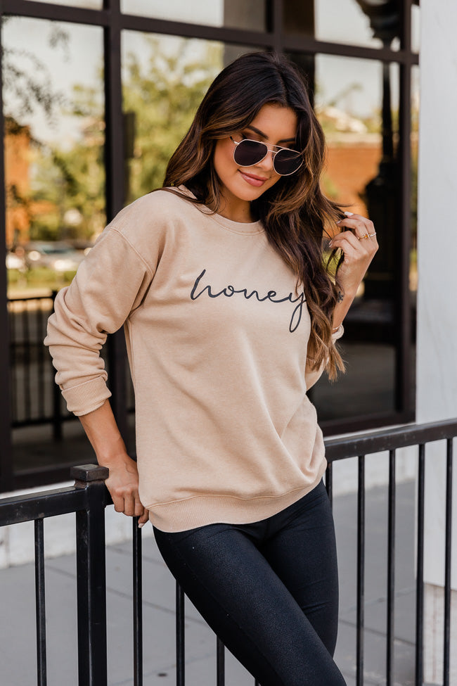 Brand new 🔥 Pink Lily Honey Script Gold Graphic Sweatshirt ❤️ 2 Brand new 🔥 Pink Lily Honey Script Gold Graphic Sweatshirt ❤️ - Image 2