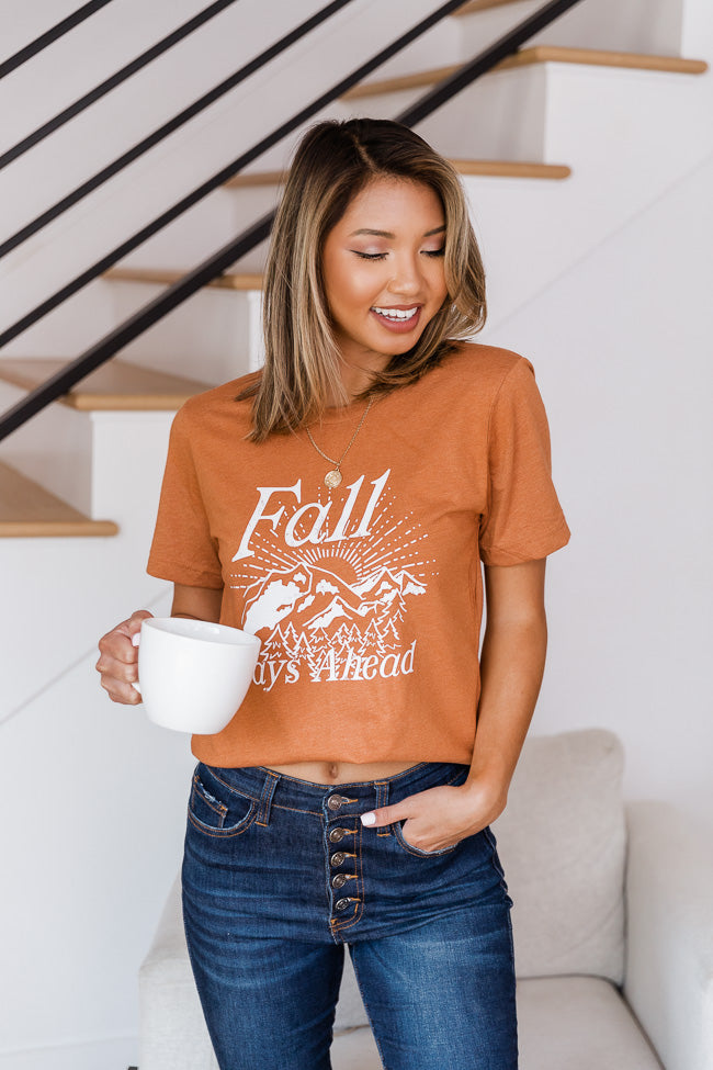 Deals 🎁 Pink Lily Fall Days Ahead Burnt Orange Graphic Tee 🔥 - Image 2