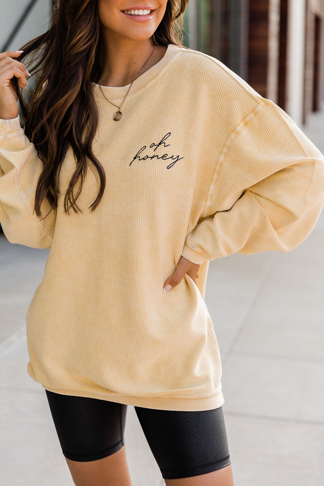 Deals 🔥 Pink Lily Oh Honey Embroidered Gold Corded Graphic Sweatshirt FINAL SALE 🤩 - Image 2