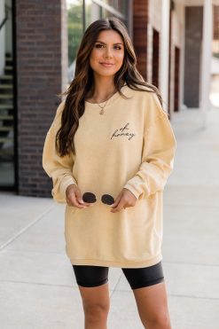 Deals 🔥 Pink Lily Oh Honey Embroidered Gold Corded Graphic Sweatshirt FINAL SALE 🤩 -Tees Shop F172136 169458 runafteradream 173004 lorelaiblack 165768 it spartytime 2 650x