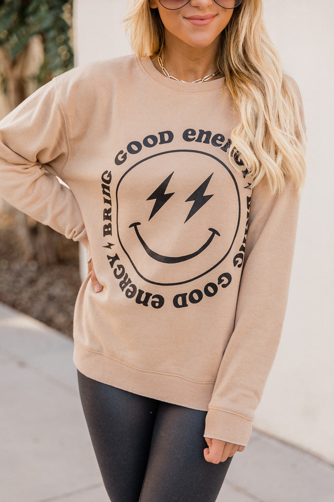 Brand new 🤩 Pink Lily Bring Good Energy Gold Graphic Sweatshirt 🎁 - Image 3