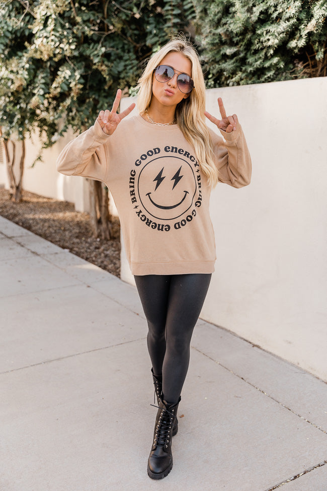 Brand new 🤩 Pink Lily Bring Good Energy Gold Graphic Sweatshirt 🎁 - Image 4
